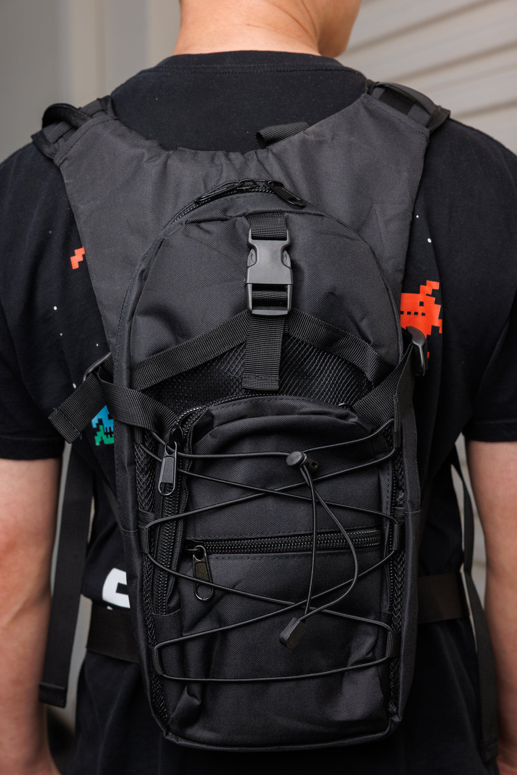 [SHWA] TBG-18 Techwear Style Rave Hydropack Backpack-Black (Bag & Strap ONLY)