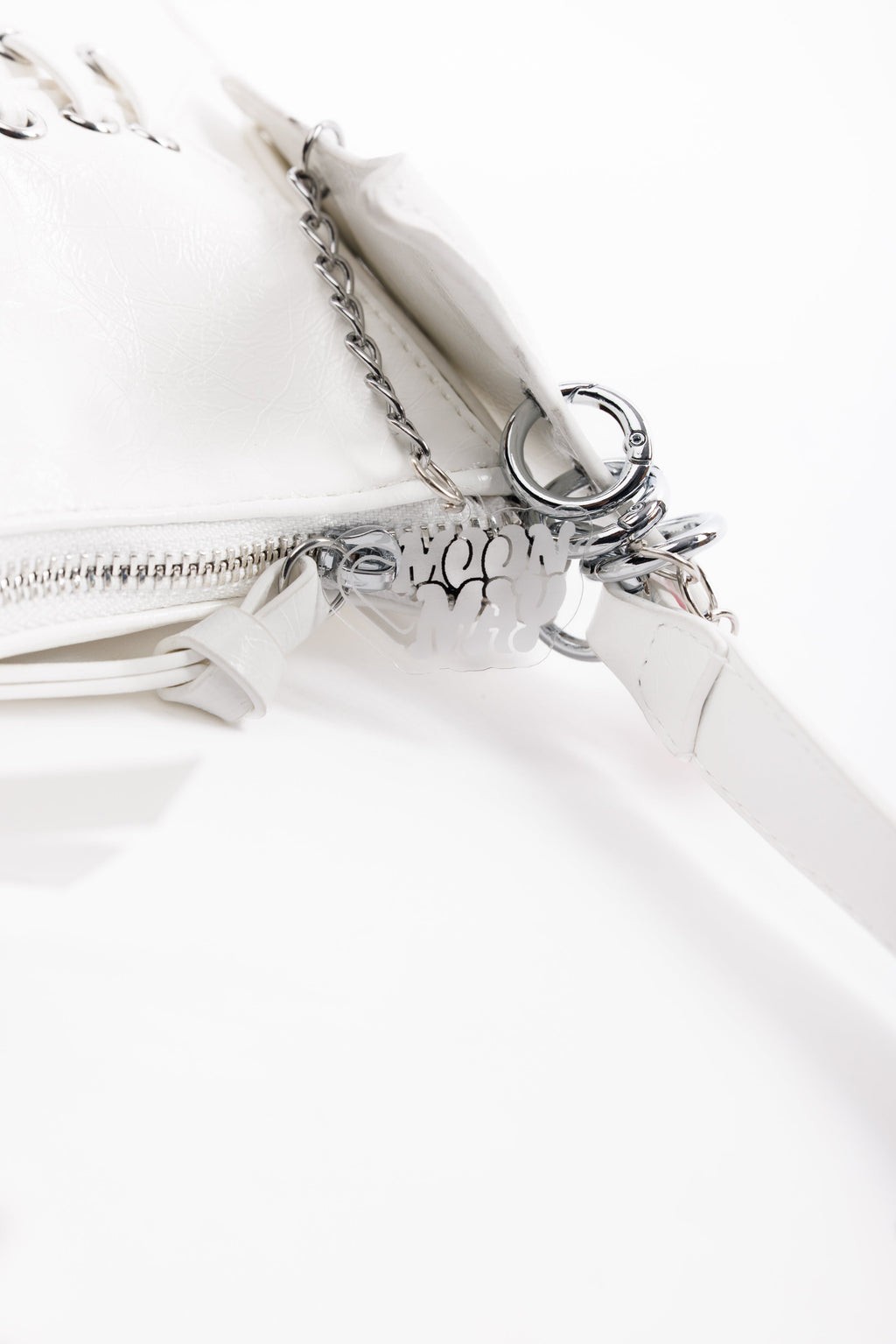 White Mended Moon Purse