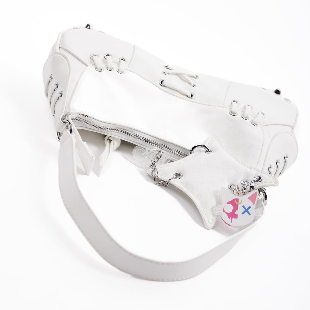 White Mended Moon Purse