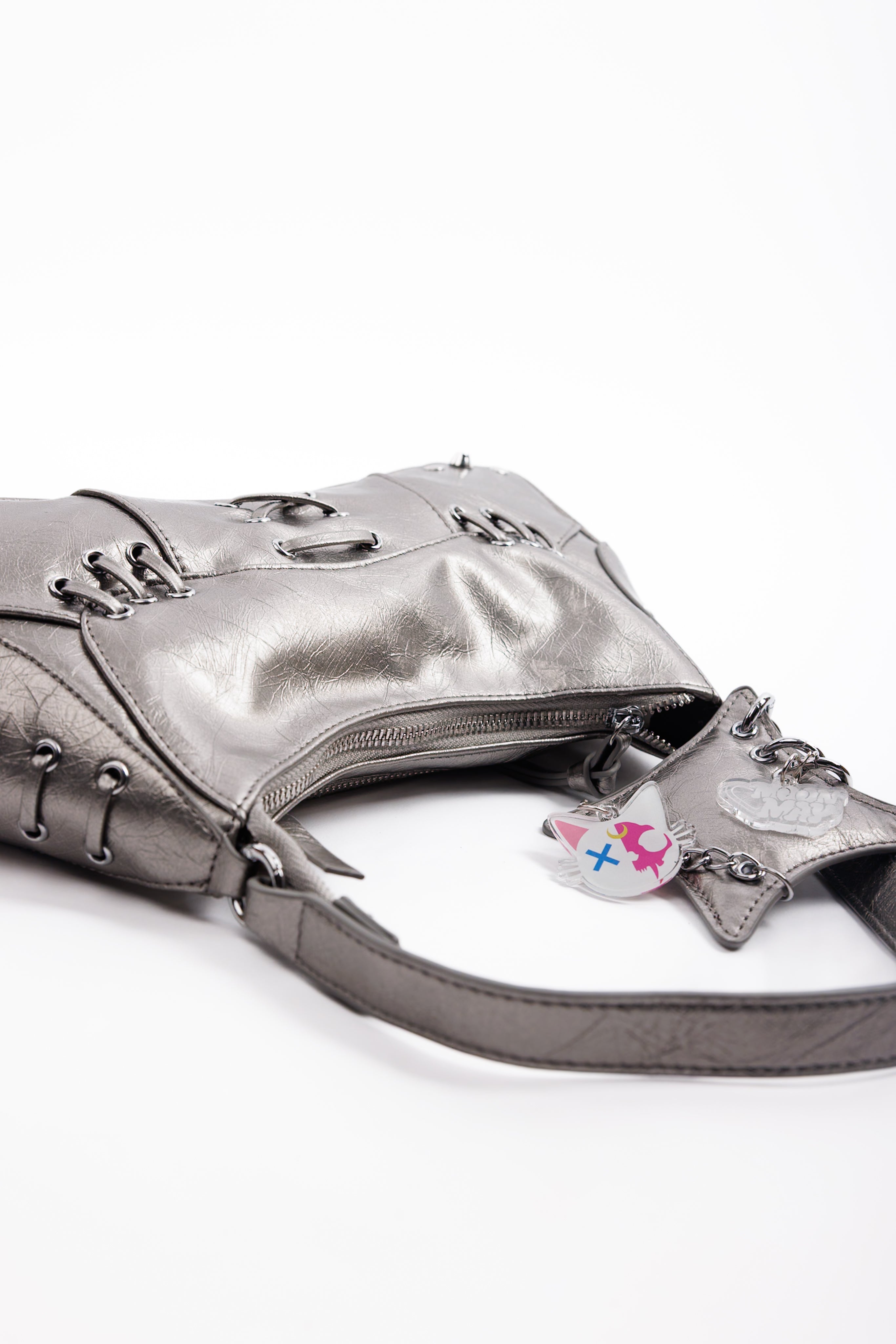 Silver Mended Moon Purse