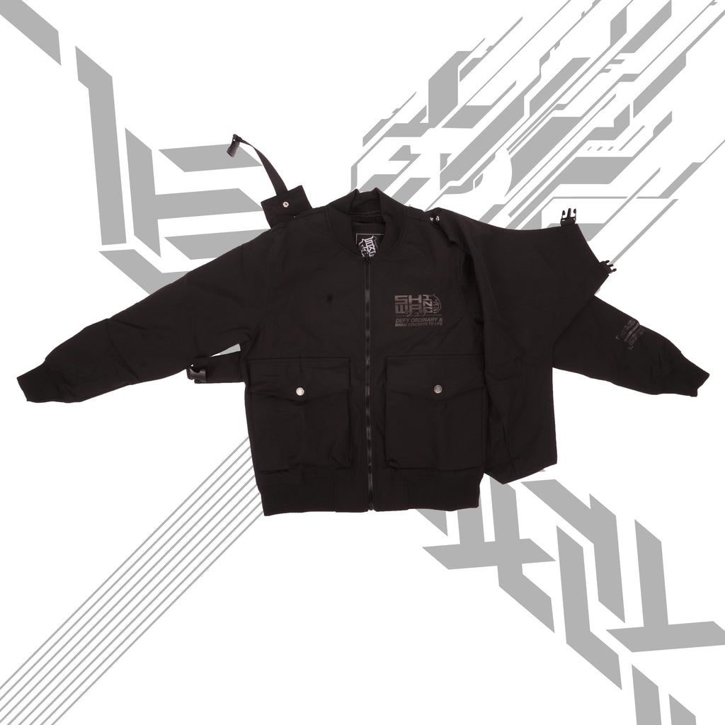 [SHWA] TB-01 Techwear Style Speed Black Bomber Jacket - FINAL SALE (No return or exchange)