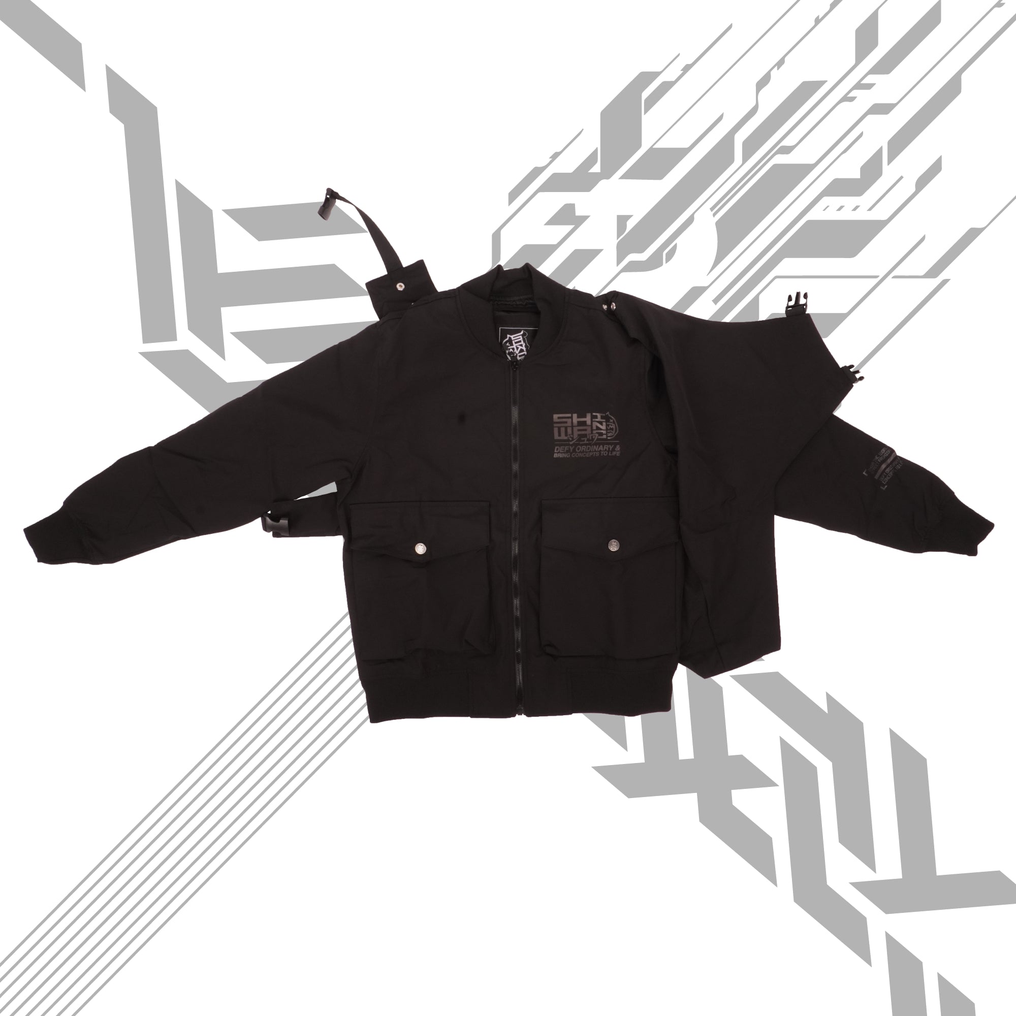 [SHWA] TB-01 Techwear Style Speed Black Bomber Jacket - FINAL SALE (No return or exchange)