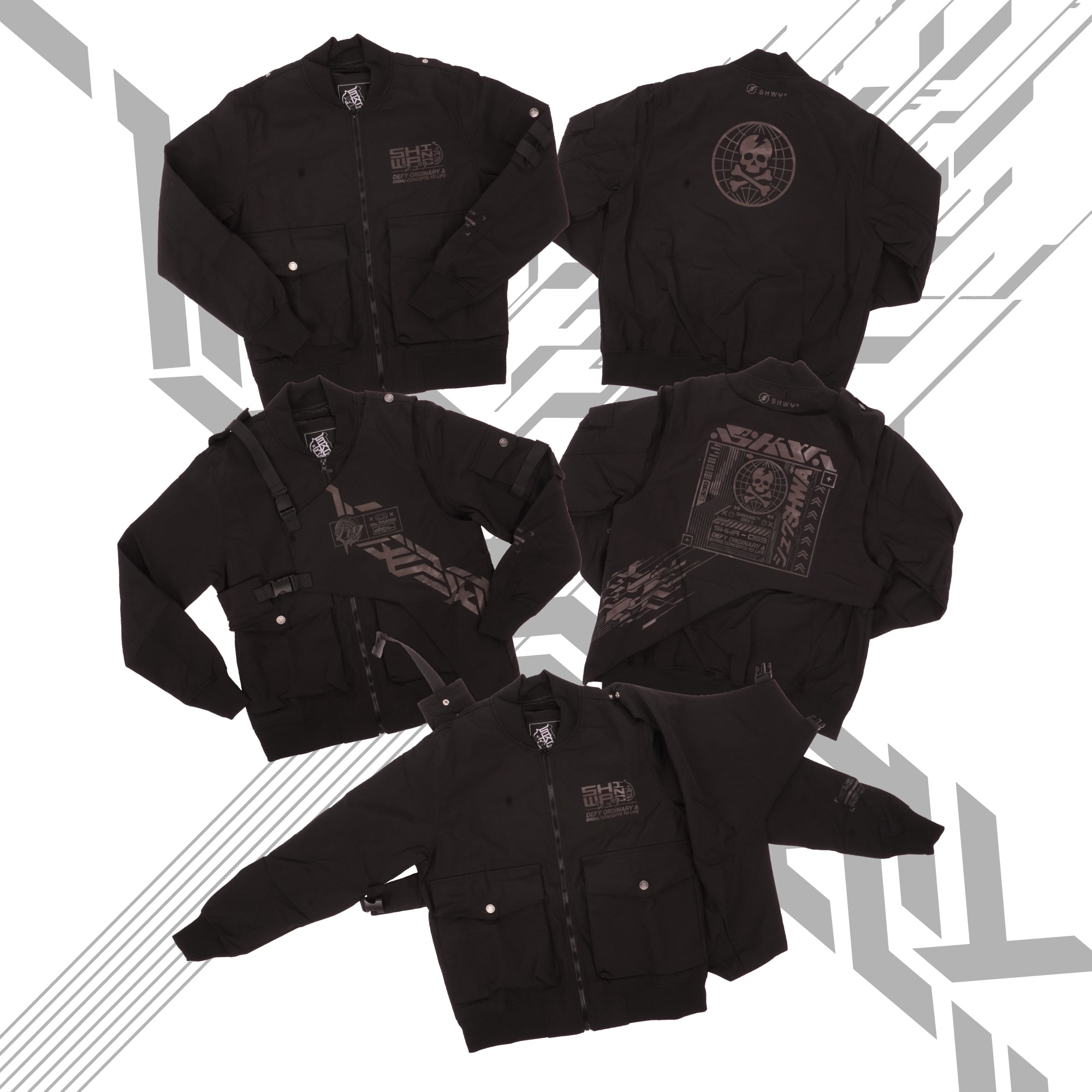 [SHWA] TB-01 Techwear Style Speed Black Bomber Jacket - FINAL SALE (No return or exchange)