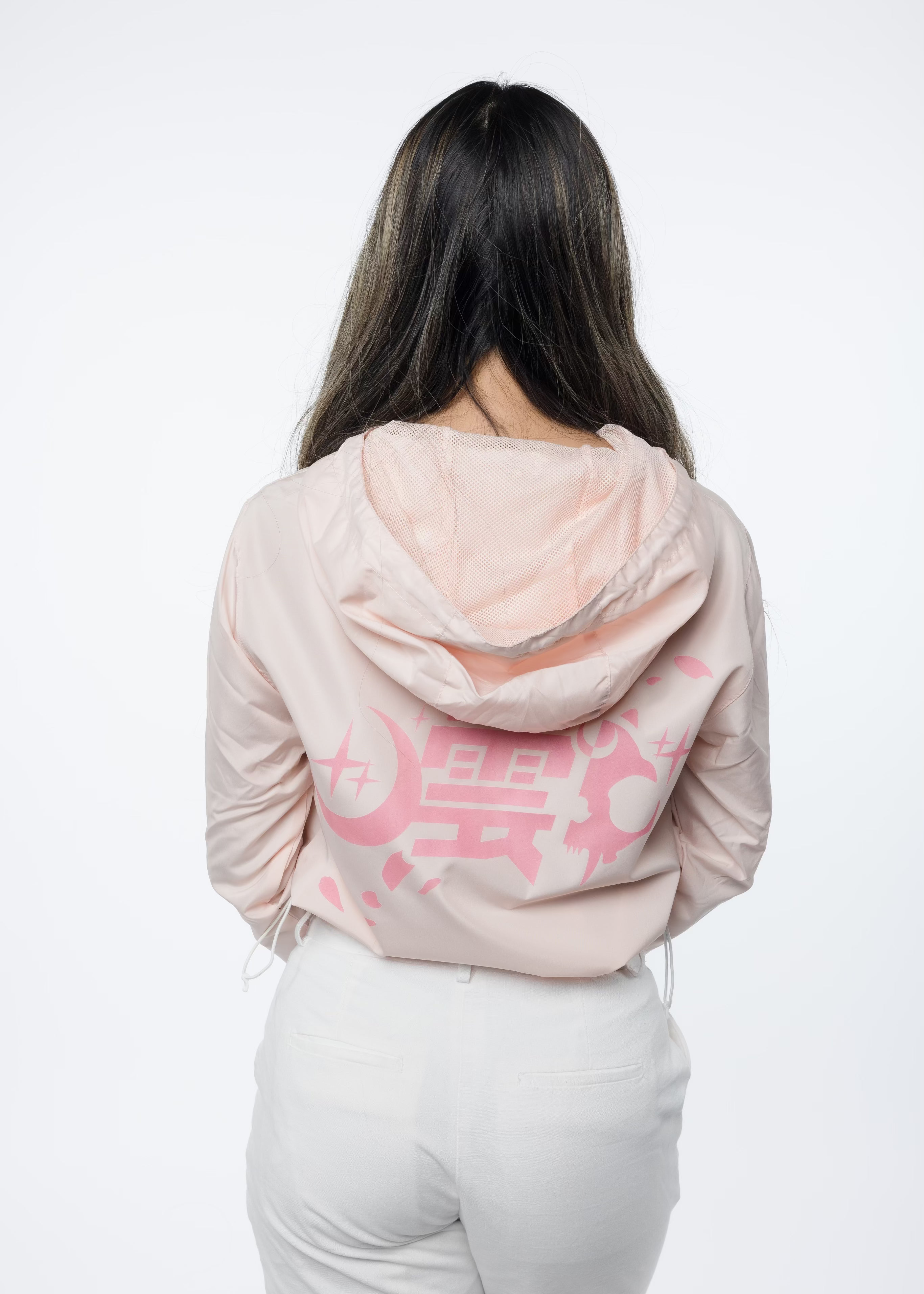 Pink Sakura Monnbreaker Cropped Hoodie