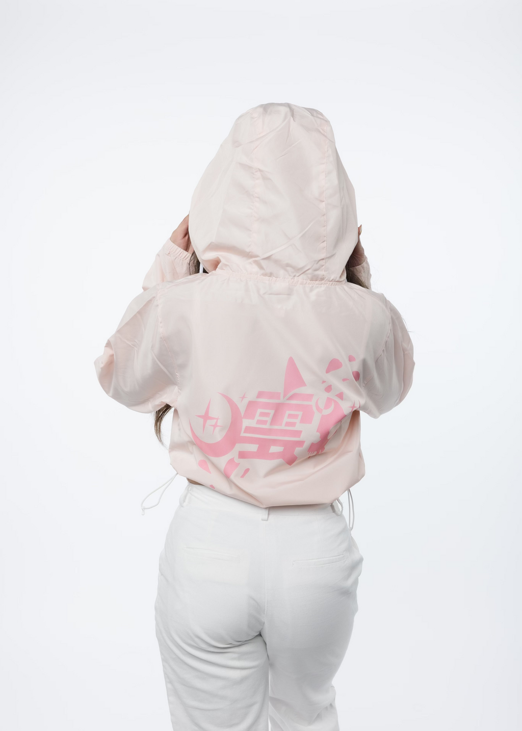 Pink Sakura Monnbreaker Cropped Hoodie