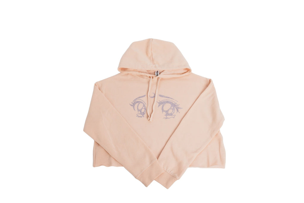 Cream Crystal Eye Cropped Hoodie