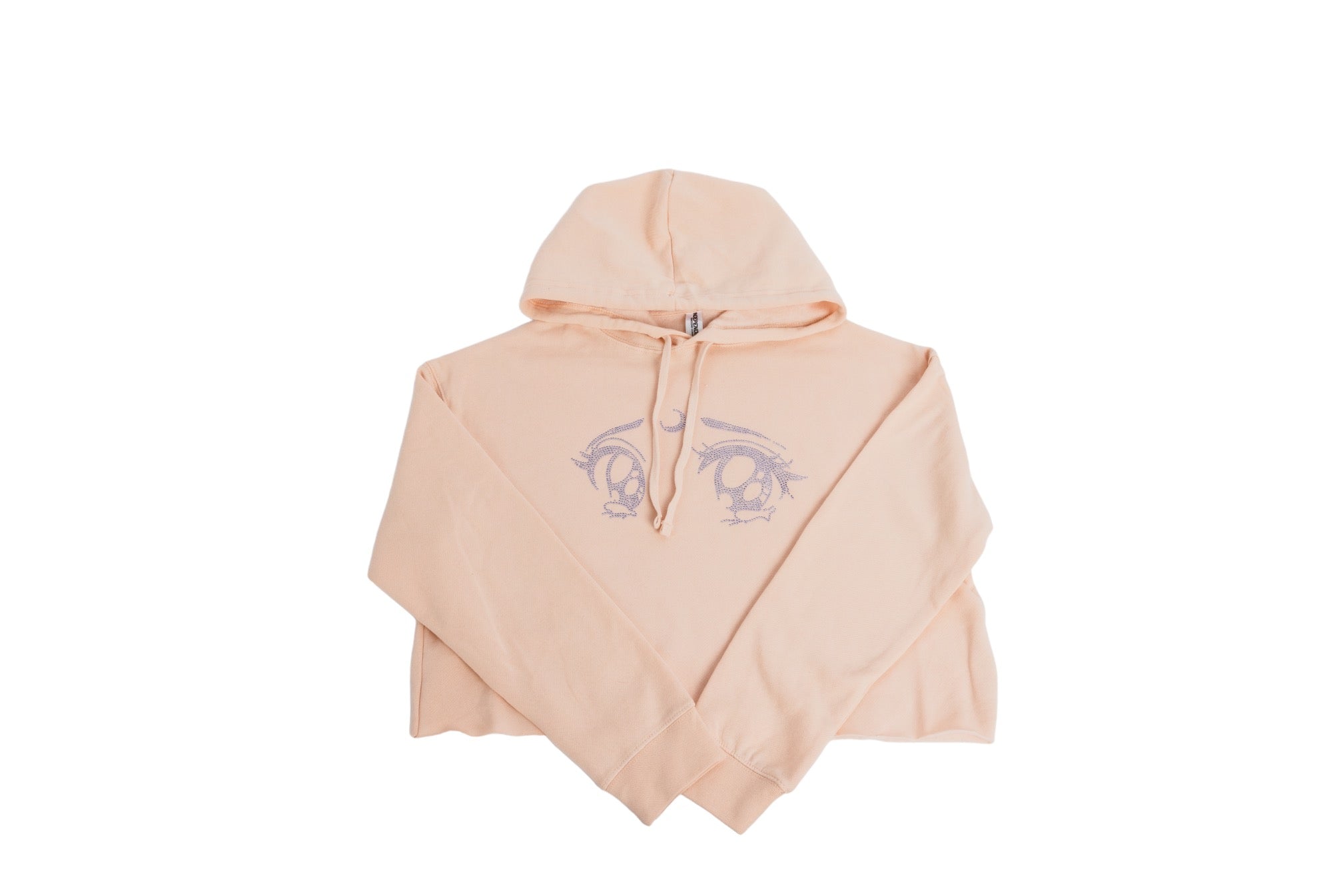 Cream Crystal Eye Cropped Hoodie