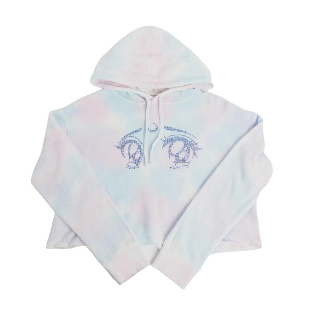 Tie Die Crystal Eye Cropped Hoodie
