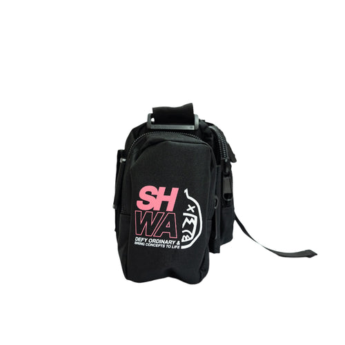 [SHWA] TBG-05 Techwear Style Black and Neon Pink Mini Duffle Bag